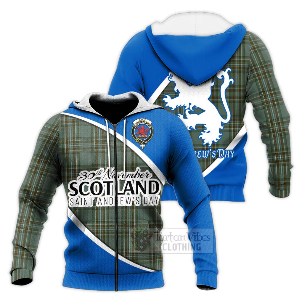 Tartan Vibes Clothing Kelly Family Crest Tartan Knitted Hoodie Celebrate Saint Andrew's Day in Style