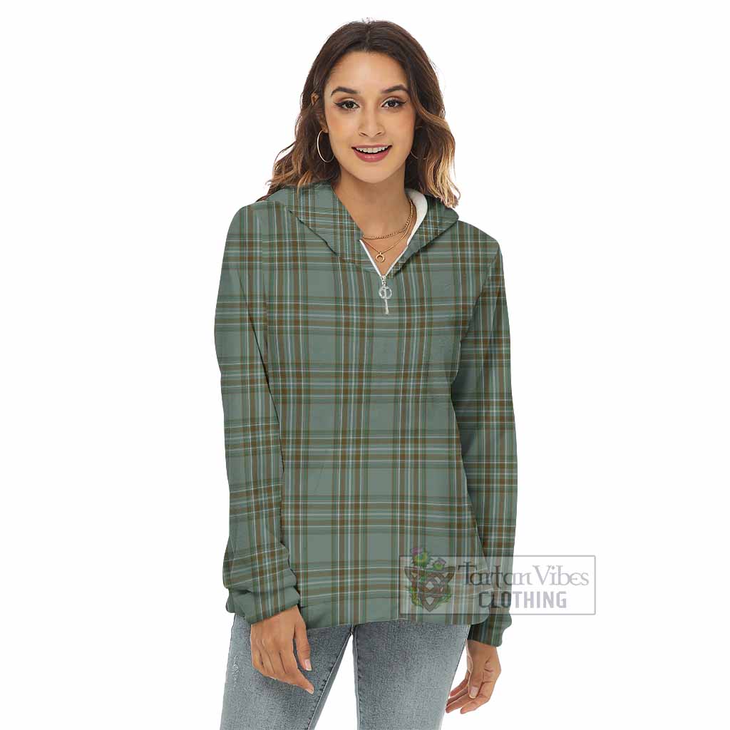 Kelly Tartan Women's Borg Fleece Hoodie with Half Zip - Tartan Vibes Clothing