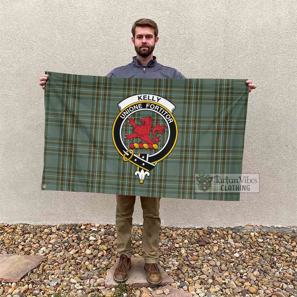 Tartan Vibes Clothing Kelly Tartan House Flag with Family Crest