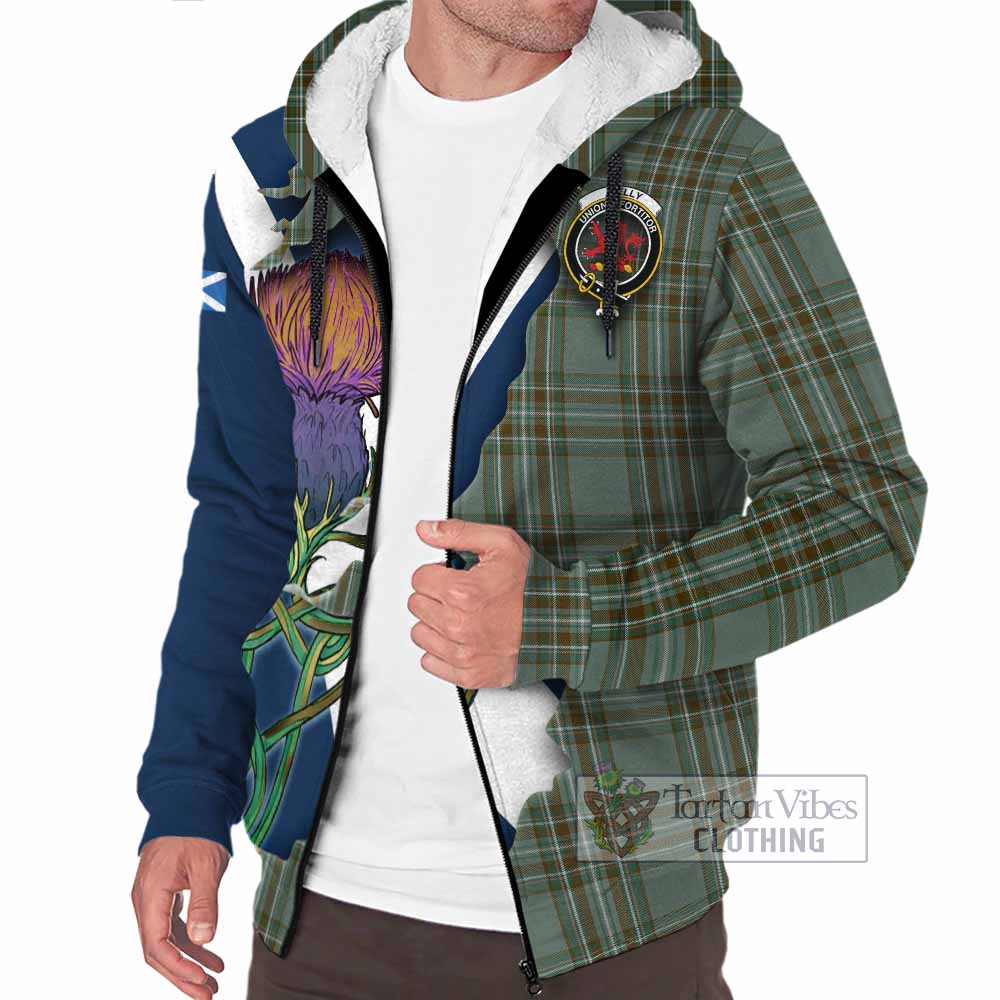 Tartan Vibes Clothing Kelly Tartan Family Crest Sherpa Hoodie Scottish Thistle Celtic Inspired