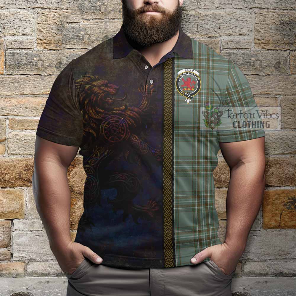 Tartan Vibes Clothing Kelly Tartan Family Crest Polo Shirt Alba Gu Brath Be Brave Lion Ancient Style