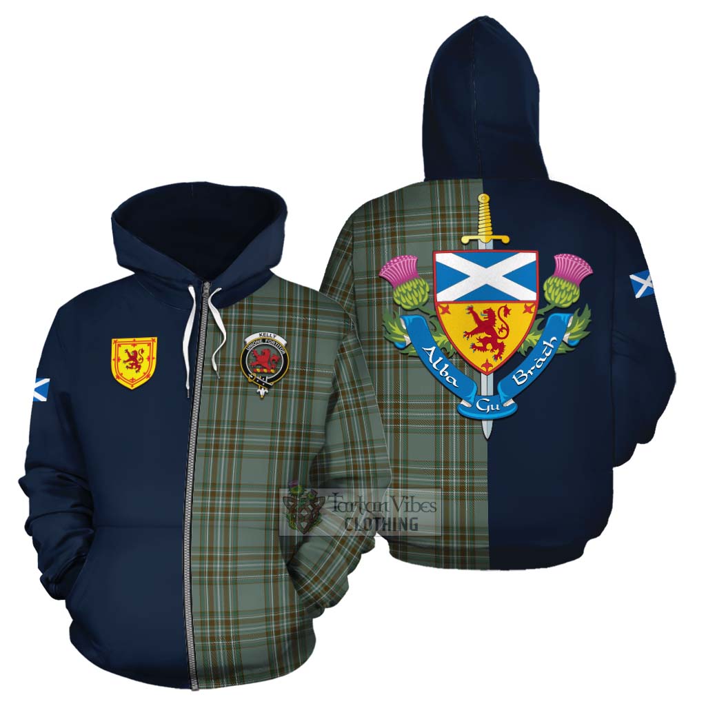 Tartan Vibes Clothing Kelly Tartan Cotton Hoodie Alba with Scottish Lion Royal Arm Half Style