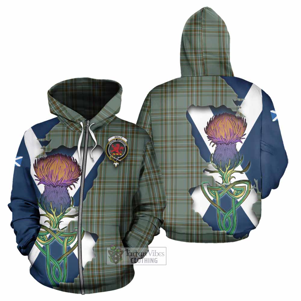 Tartan Vibes Clothing Kelly Tartan Family Crest Hoodie Scottish Thistle Celtic Inspired