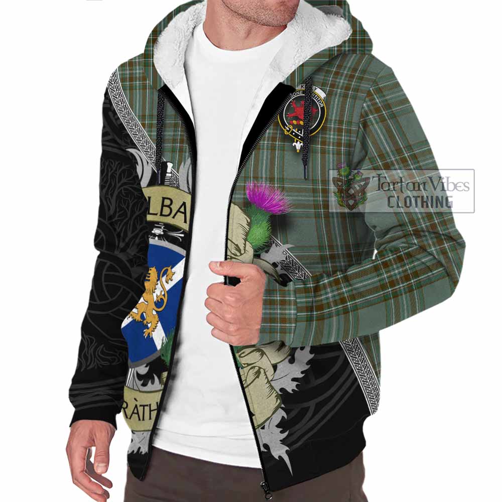 Tartan Vibes Clothing Kelly Tartan Family Crest Sherpa Hoodie Lion Rampant Royal Thistle Shield Celtic Inspired