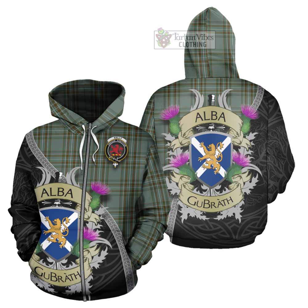 Tartan Vibes Clothing Kelly Tartan Family Crest Hoodie Lion Rampant Royal Thistle Shield Celtic Inspired