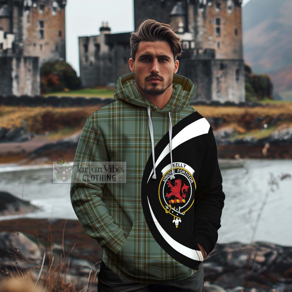 Tartan Vibes Clothing Kelly Tartan Cotton Hoodie with Family Crest Circle Style