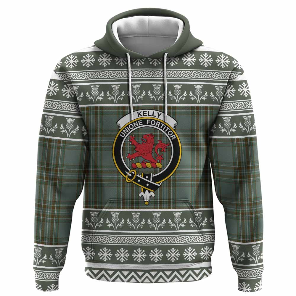 Kelly Clan Tartan Christmas Hoodie with Family Crest - Tartan Vibes Clothing