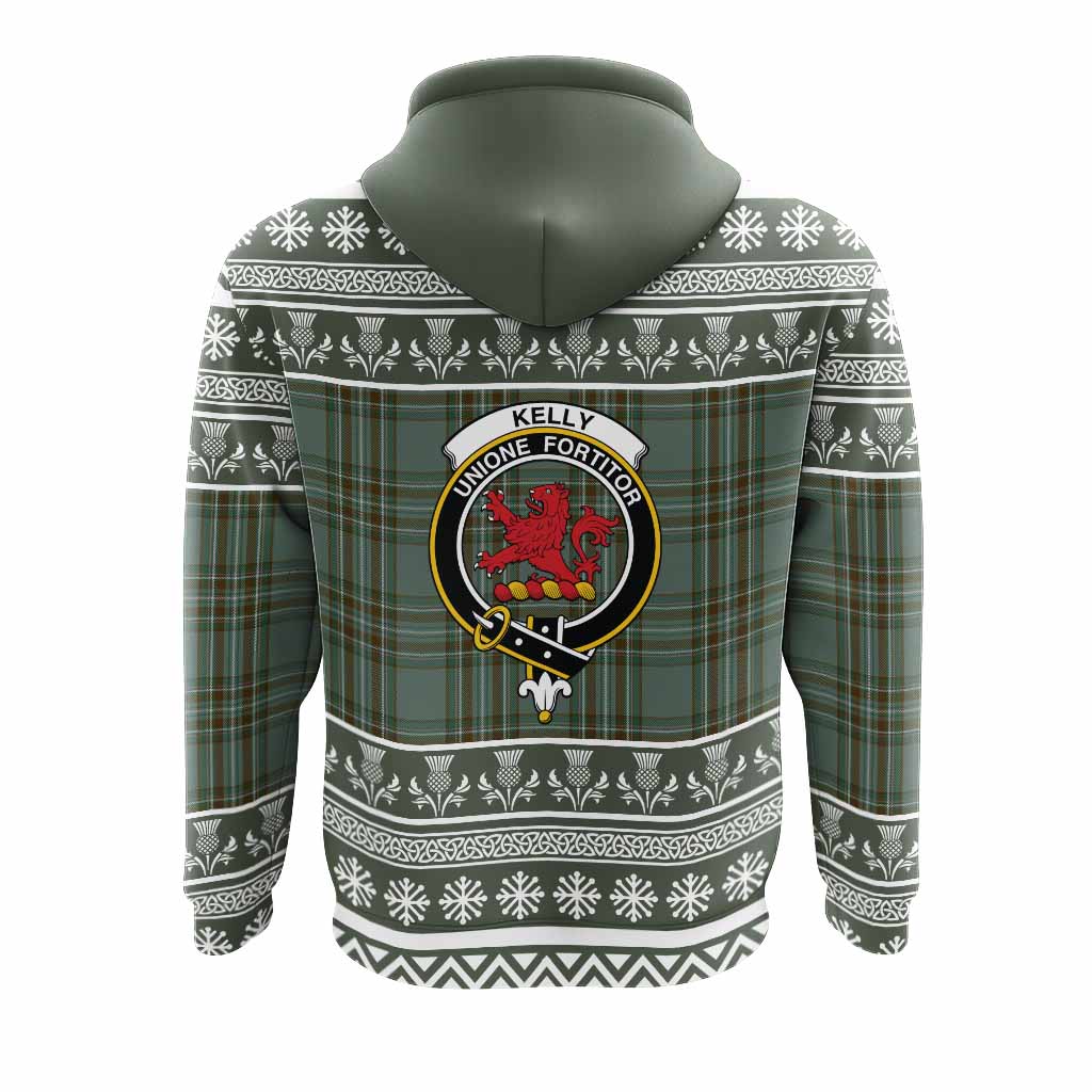 Kelly Clan Tartan Christmas Hoodie with Family Crest - Tartan Vibes Clothing