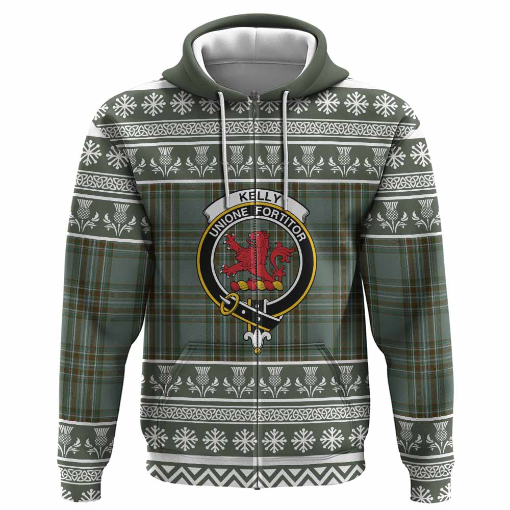 Kelly Clan Tartan Christmas Hoodie with Family Crest - Tartan Vibes Clothing