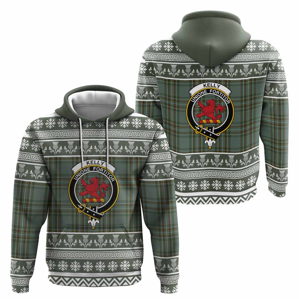 Kelly Clan Tartan Christmas Hoodie with Family Crest - Tartan Vibes Clothing