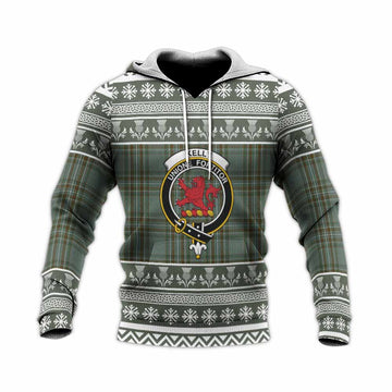 Kelly Clan Tartan Christmas Knitted Hoodie with Family Crest - Tartan Vibes Clothing