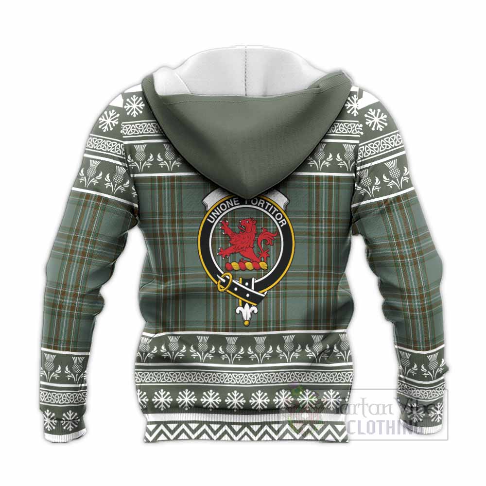 Kelly Clan Tartan Christmas Knitted Hoodie with Family Crest - Tartan Vibes Clothing
