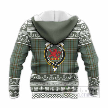 Kelly Clan Tartan Christmas Knitted Hoodie with Family Crest - Tartan Vibes Clothing