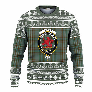 Kelly Clan Tartan Christmas Ugly Sweater with Family Crest - Tartan Vibes Clothing