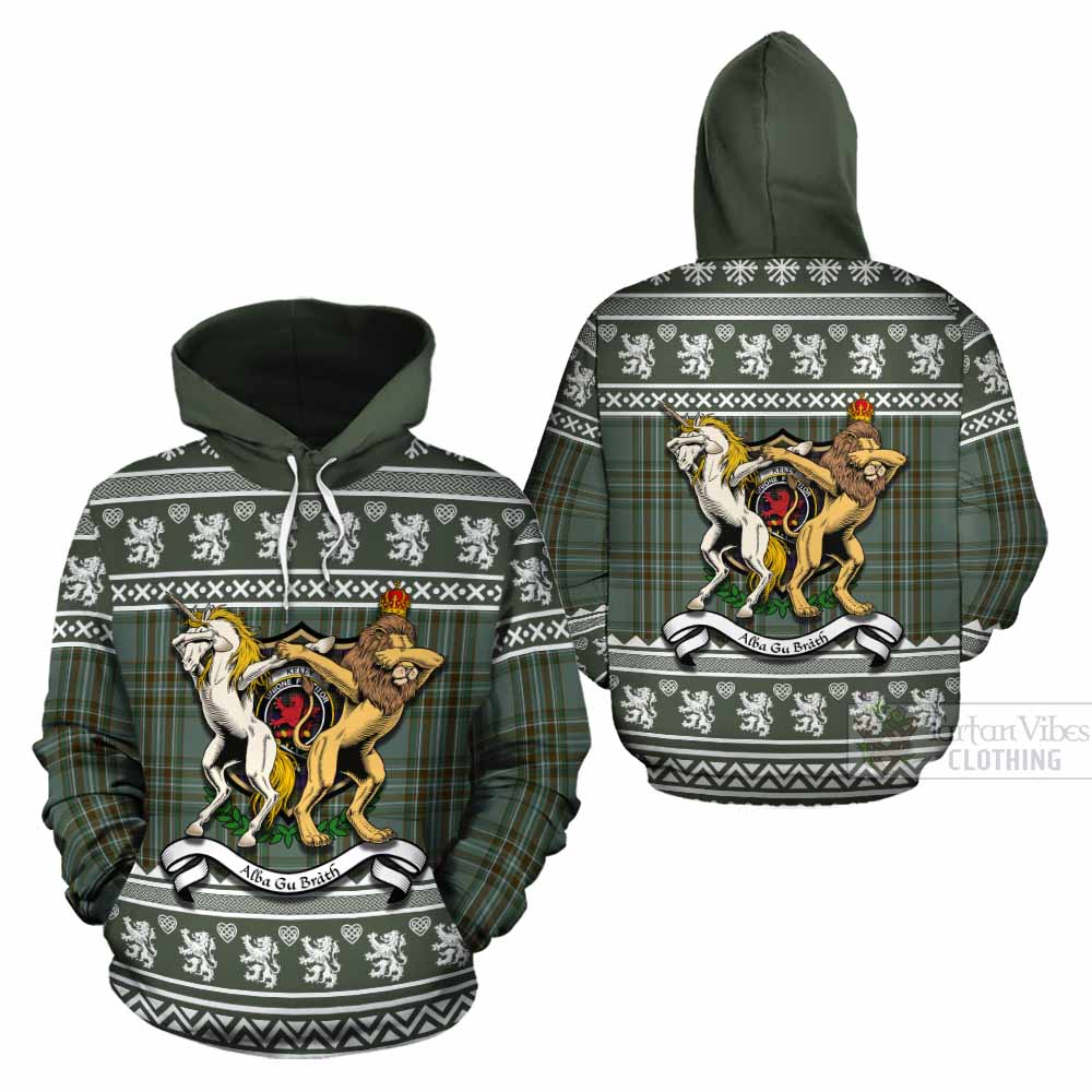 Kelly Clan Tartan Crest Christmas Cotton Hoodie Coat of Arms Funny Style - Tartan Vibes Clothing