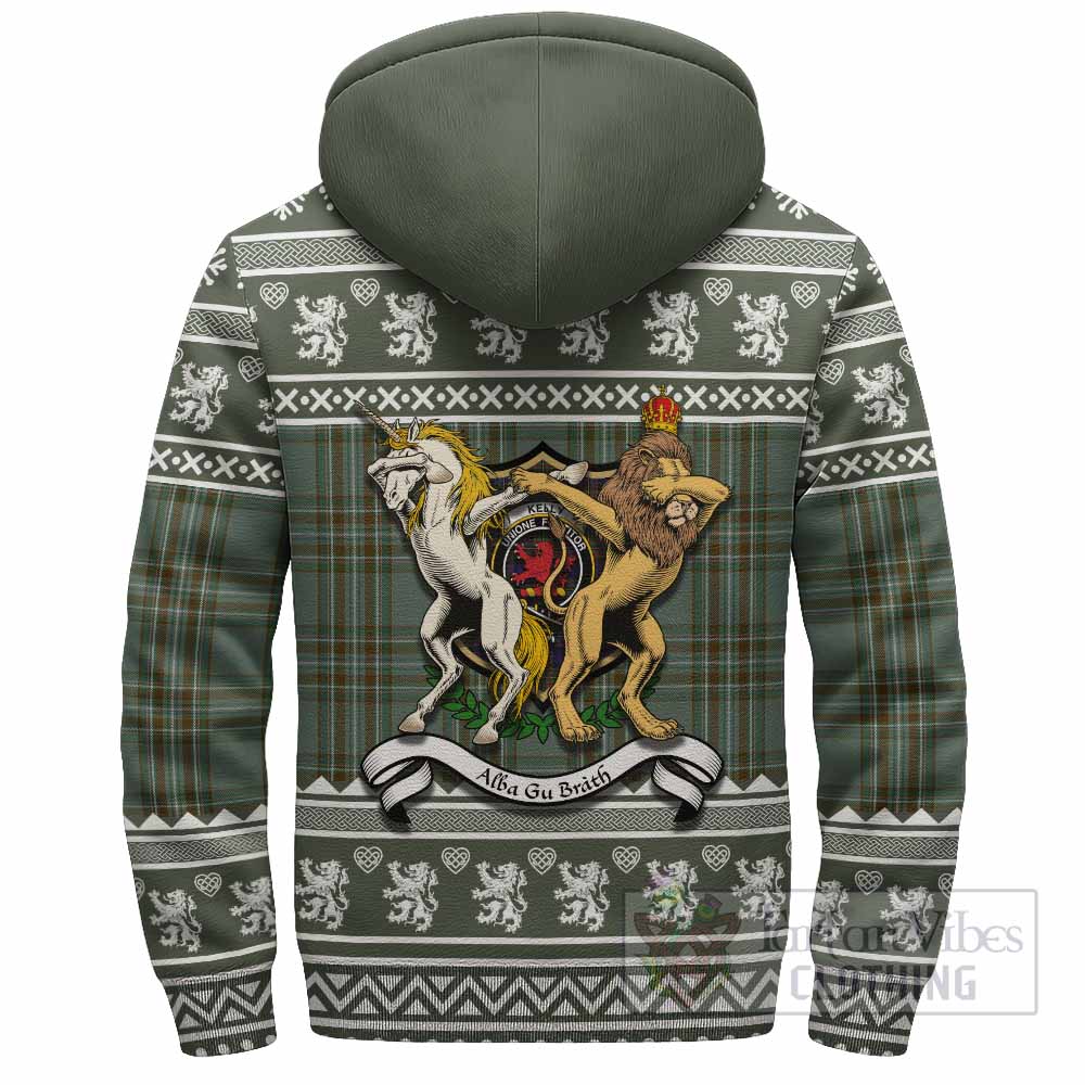 Kelly Clan Tartan Crest Christmas Fleece Hoodie Coat of Arms Funny Style - Tartan Vibes Clothing
