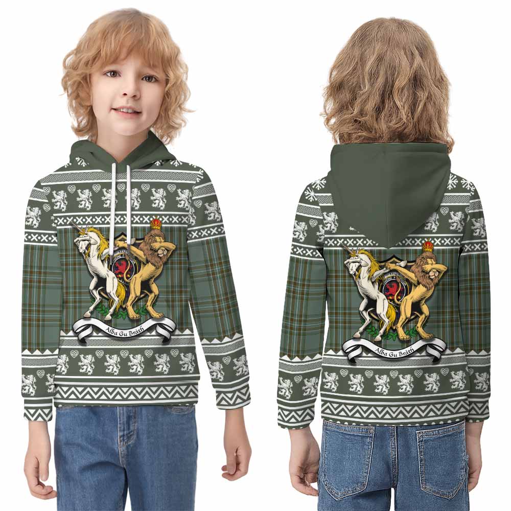 Kelly Clan Tartan Crest Christmas Kid Hoodie Coat of Arms Funny Style - Tartan Vibes Clothing