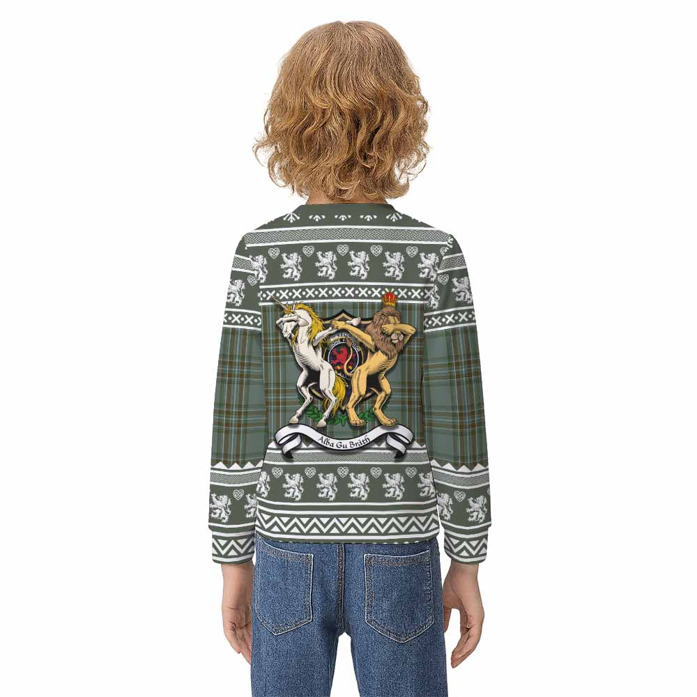 Kelly Clan Tartan Crest Christmas Kid Ugly Sweatshirt Coat of Arms Funny Style - Tartan Vibes Clothing