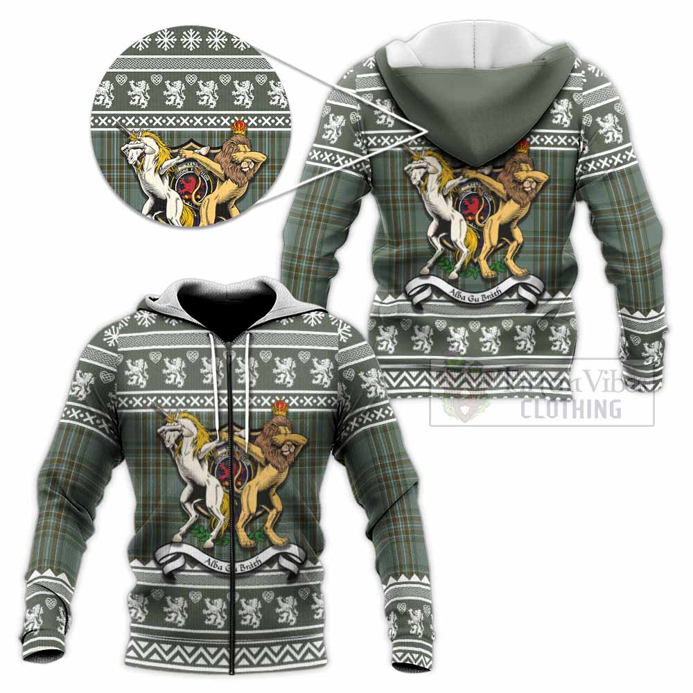 Kelly Clan Tartan Crest Christmas Knitted Hoodie Coat of Arms Funny Style - Tartan Vibes Clothing