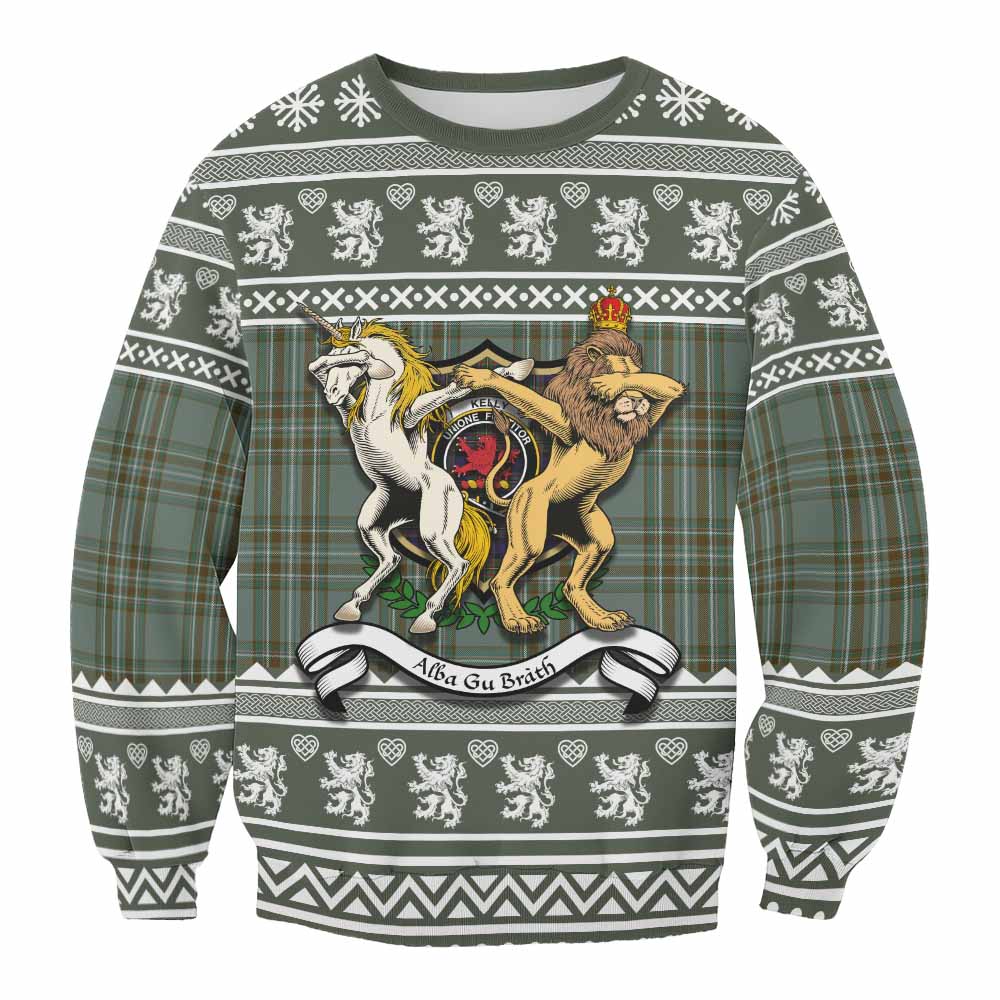 Kelly Clan Tartan Crest Christmas Sweatshirt Coat of Arms Funny Style - Tartan Vibes Clothing