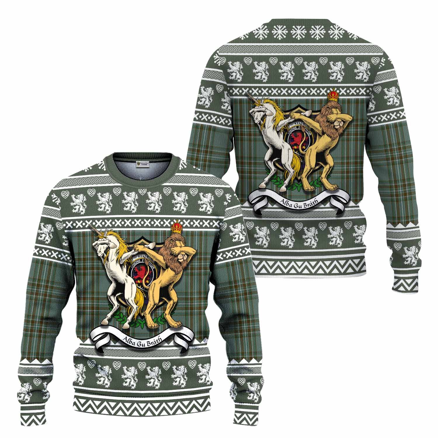 Kelly Clan Tartan Crest Christmas Ugly Sweater Coat of Arms Funny Style - Tartan Vibes Clothing