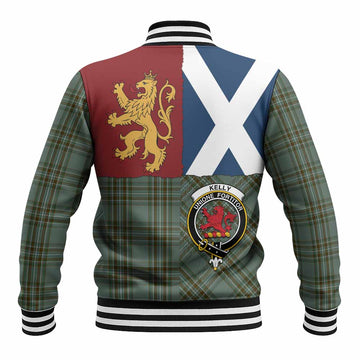Kelly Crest Tartan Baseball Jacket with Lion Rampant Saltire Style