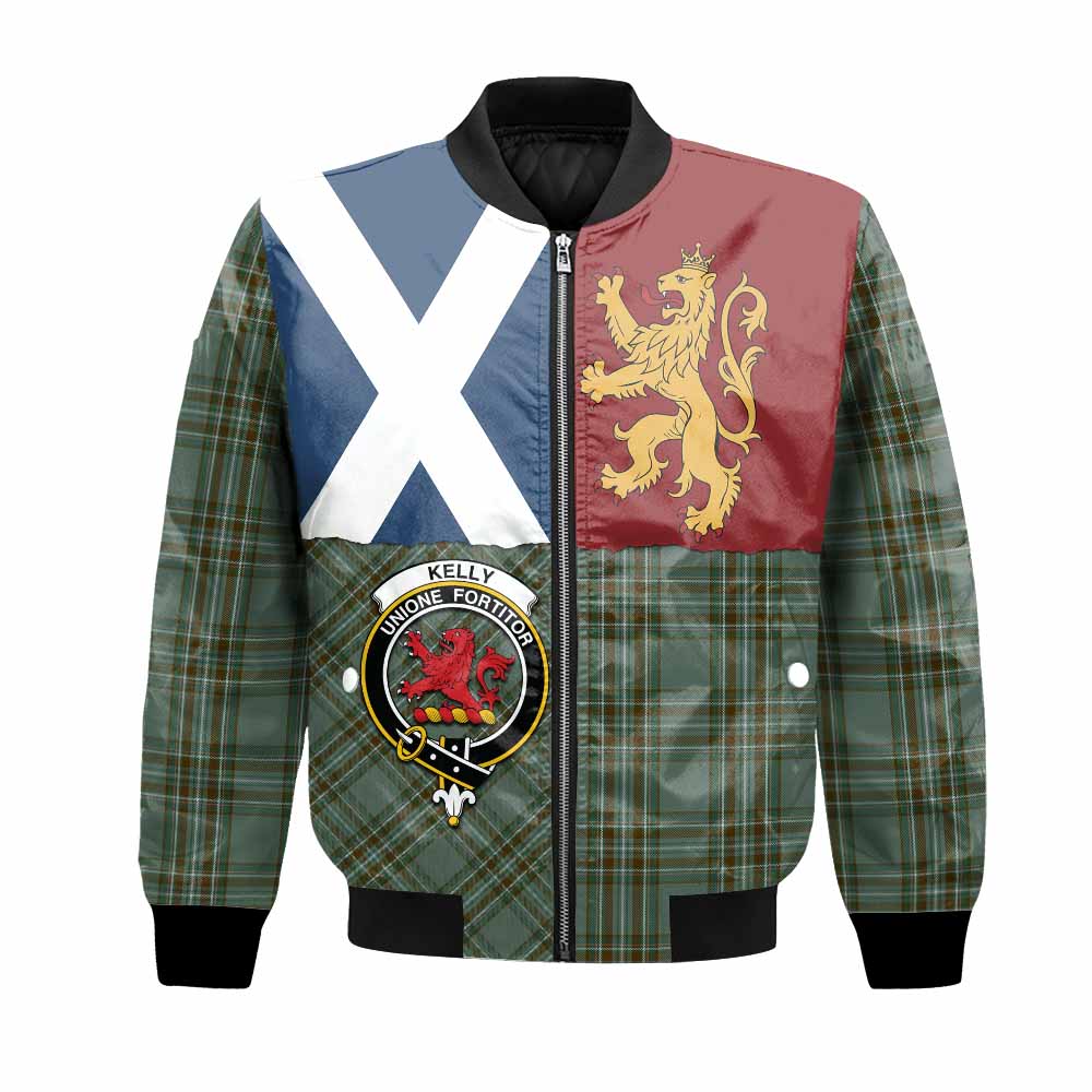 Kelly Crest Tartan Bomber Jacket with Lion Rampant Saltire Style