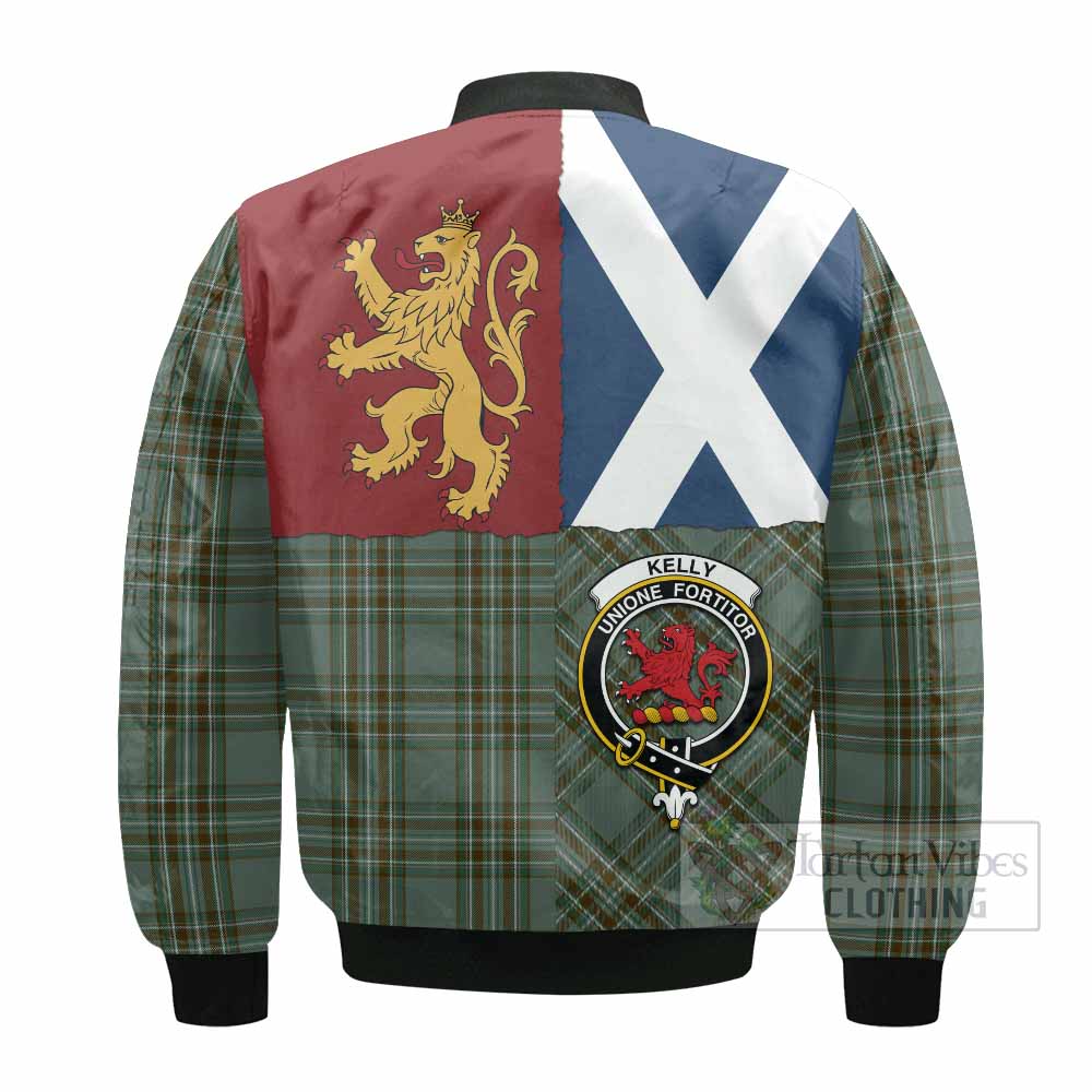 Kelly Crest Tartan Bomber Jacket with Lion Rampant Saltire Style