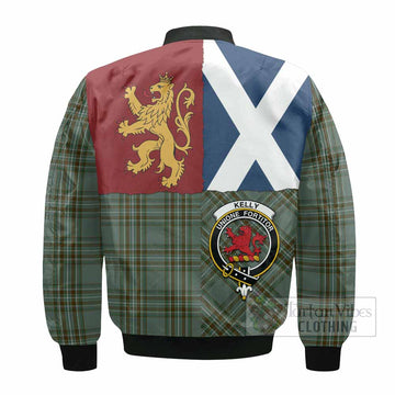 Kelly Crest Tartan Bomber Jacket with Lion Rampant Saltire Style