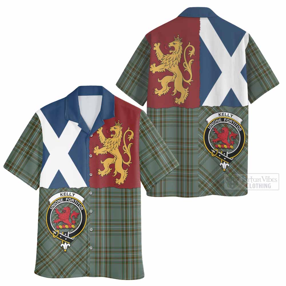 Kelly Crest Tartan Hawaiian Shirt with Lion Rampant Saltire Style