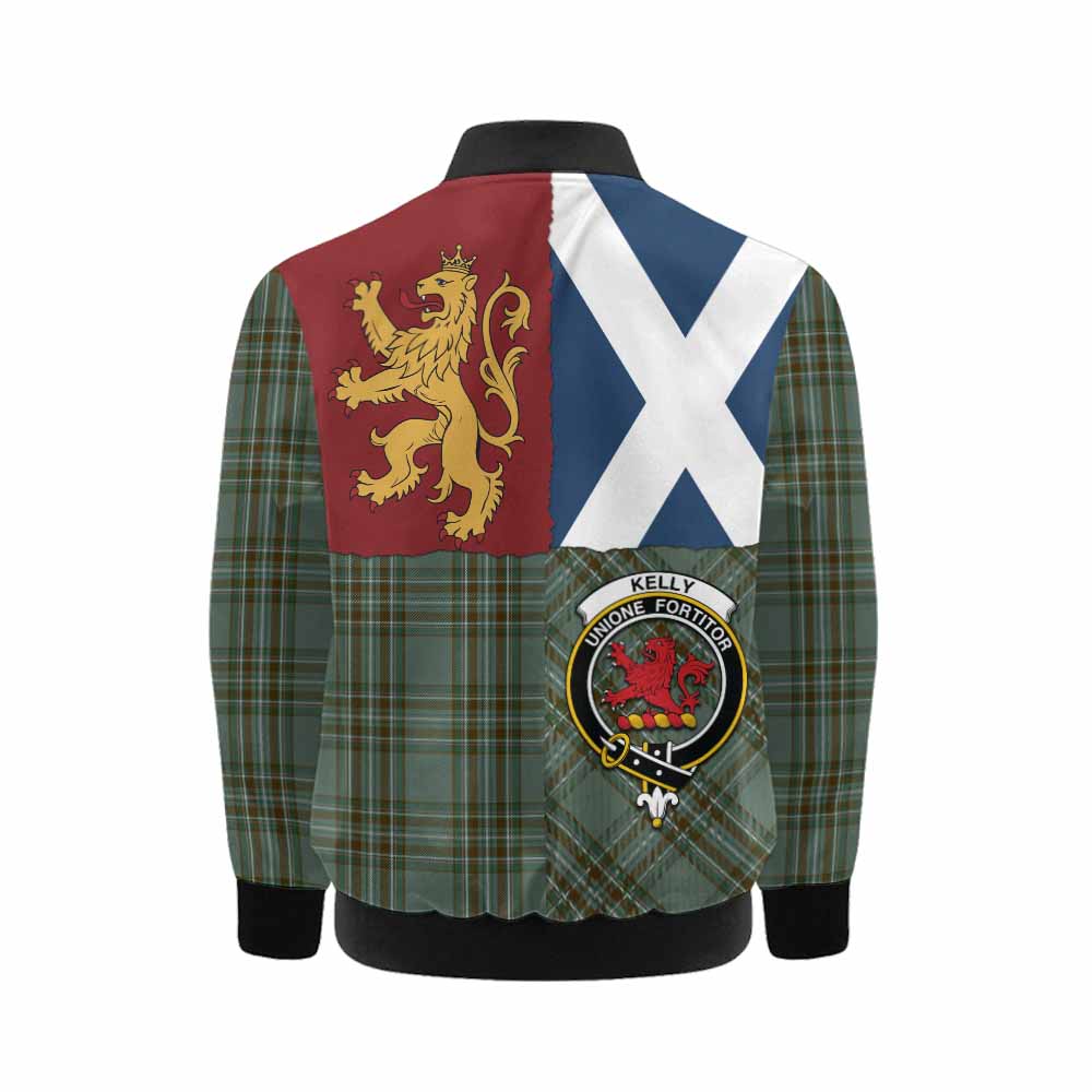 Kelly Crest Tartan Kid Bomber Jacket with Lion Rampant Saltire Style - Tartan Vibes Clothing