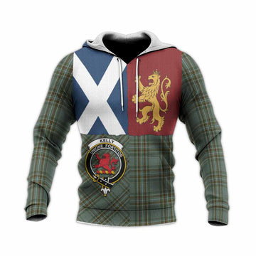 Kelly Crest Tartan Knitted Hoodie with Lion Rampant Saltire Style