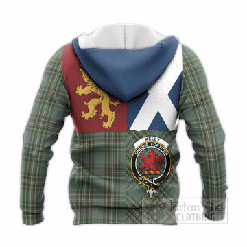 Kelly Crest Tartan Knitted Hoodie with Lion Rampant Saltire Style