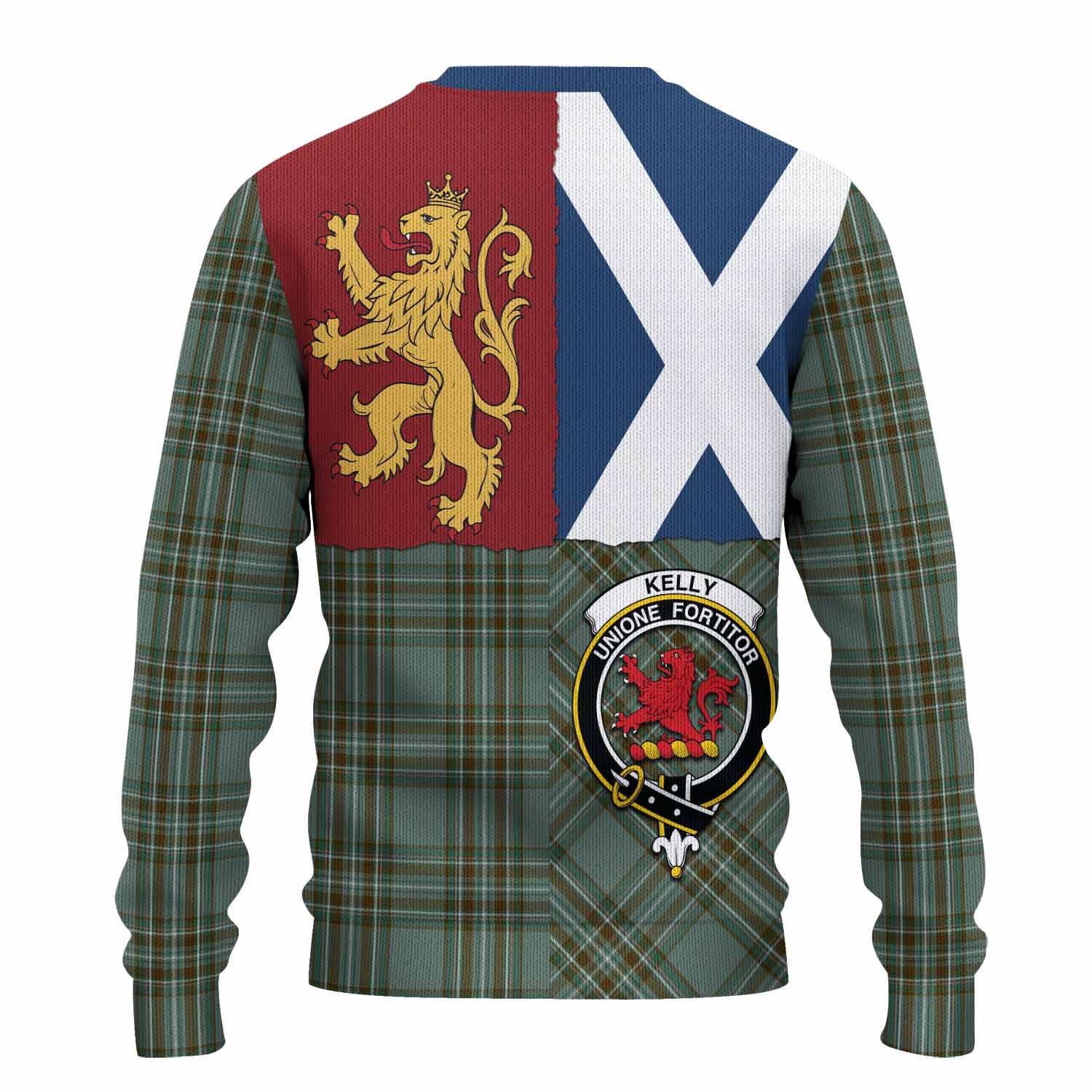 Kelly Crest Tartan Knitted Sweater with Lion Rampant Saltire Style