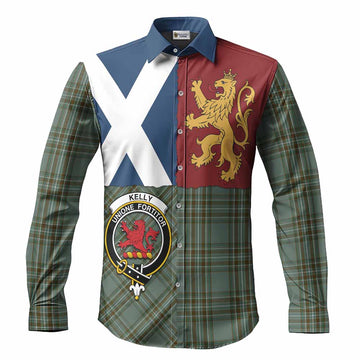 Kelly Crest Tartan Long Sleeve Button Shirts with Lion Rampant Saltire Style