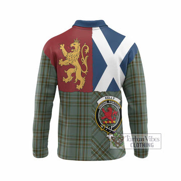 Kelly Crest Tartan Long Sleeve Polo Shirt with Lion Rampant Saltire Style