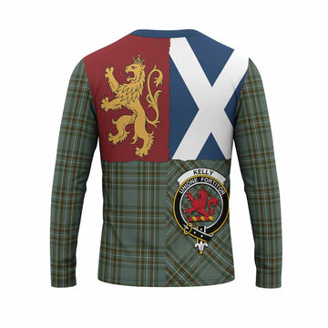 Kelly Crest Tartan Long Sleeve T-Shirt with Lion Rampant Saltire Style