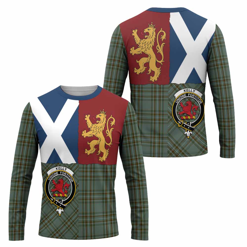 Kelly Crest Tartan Long Sleeve T-Shirt with Lion Rampant Saltire Style
