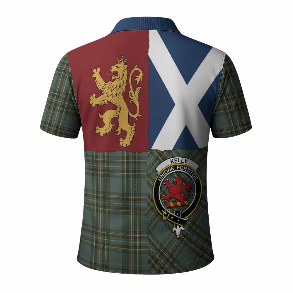 Kelly Crest Tartan Polo Shirt with Lion Rampant Saltire Style