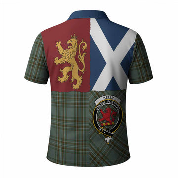 Kelly Crest Tartan Polo Shirt with Lion Rampant Saltire Style