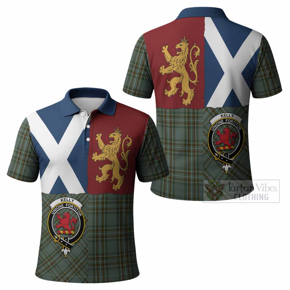 Kelly Crest Tartan Polo Shirt with Lion Rampant Saltire Style
