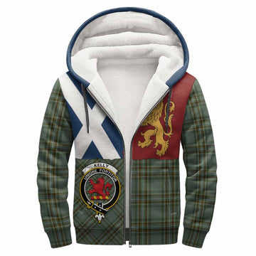 Kelly Crest Tartan Sherpa Hoodie with Lion Rampant Saltire Style