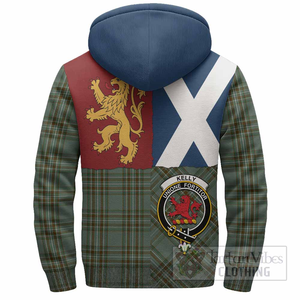 Kelly Crest Tartan Sherpa Hoodie with Lion Rampant Saltire Style