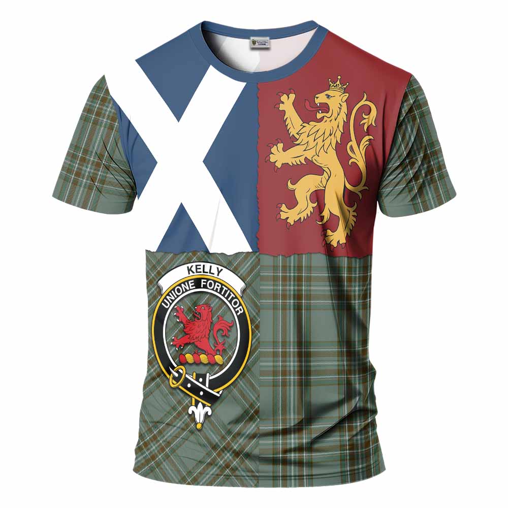 Kelly Crest Tartan T-Shirt with Lion Rampant Saltire Style