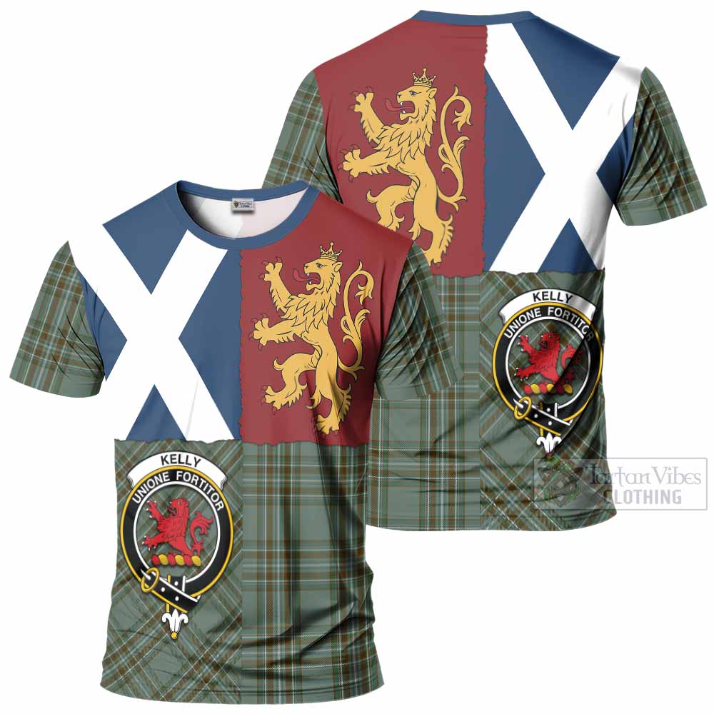 Kelly Crest Tartan T-Shirt with Lion Rampant Saltire Style