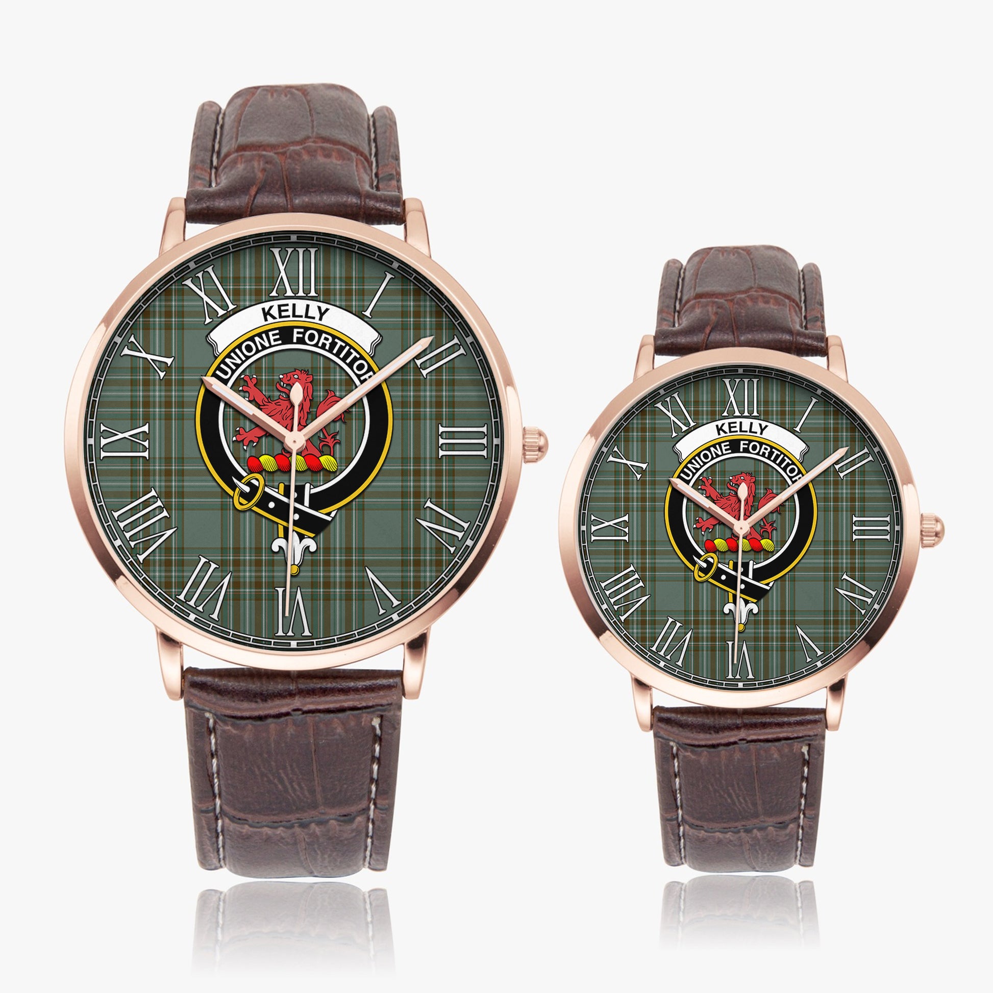Kelly Dress Tartan Family Crest Leather Strap Quartz Watch - Tartanvibesclothing