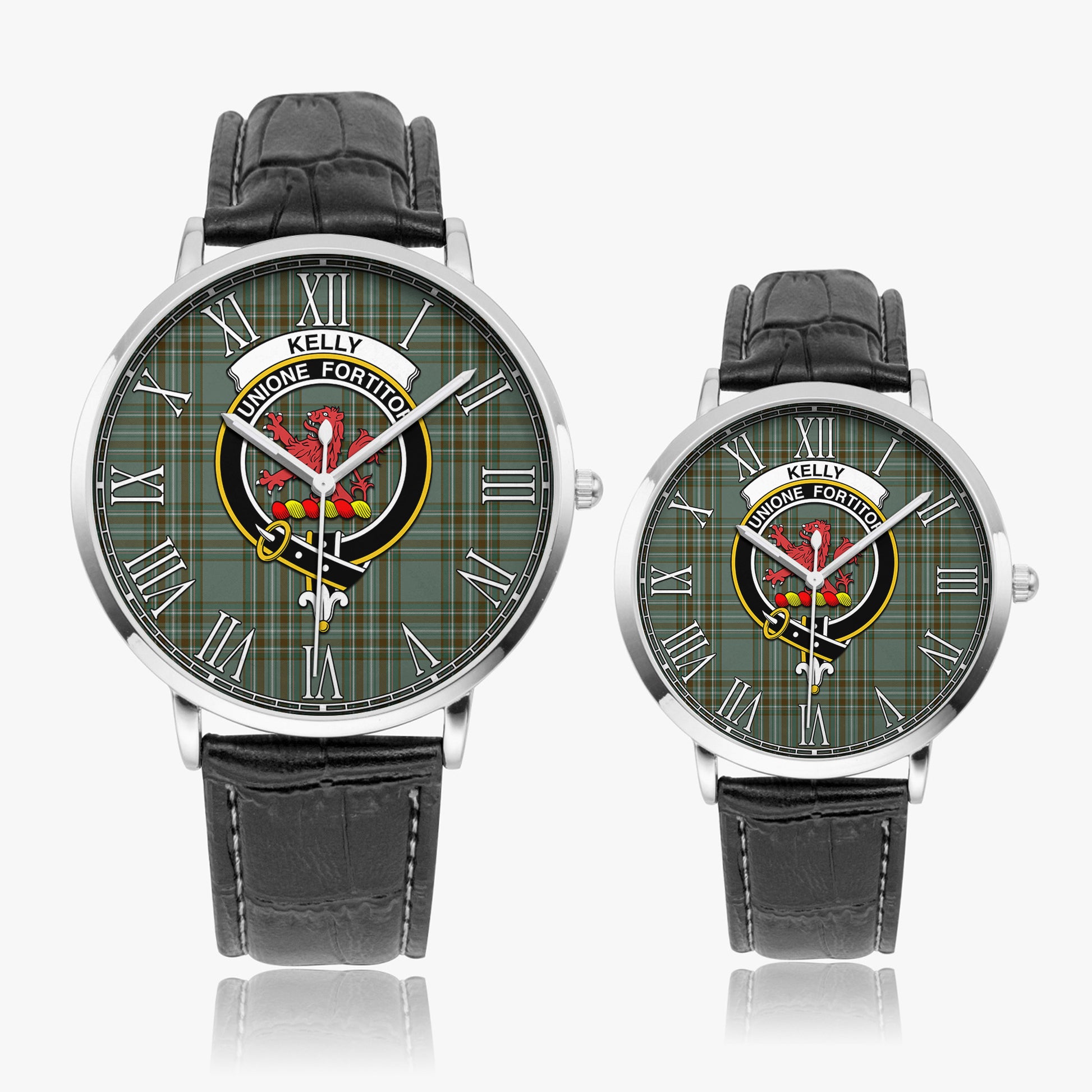 Kelly Dress Tartan Family Crest Leather Strap Quartz Watch - Tartanvibesclothing