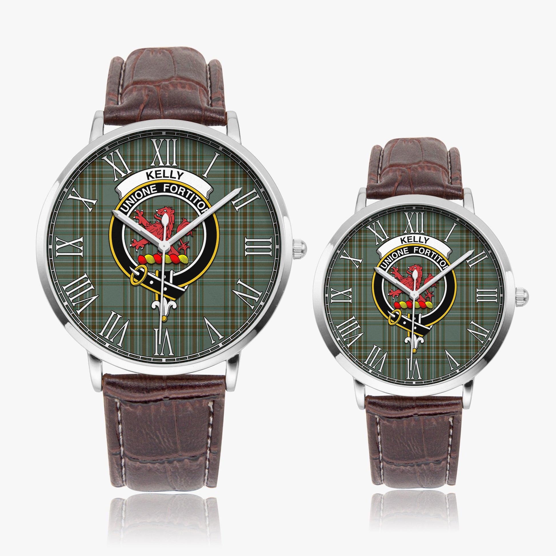 Kelly Dress Tartan Family Crest Leather Strap Quartz Watch - Tartanvibesclothing