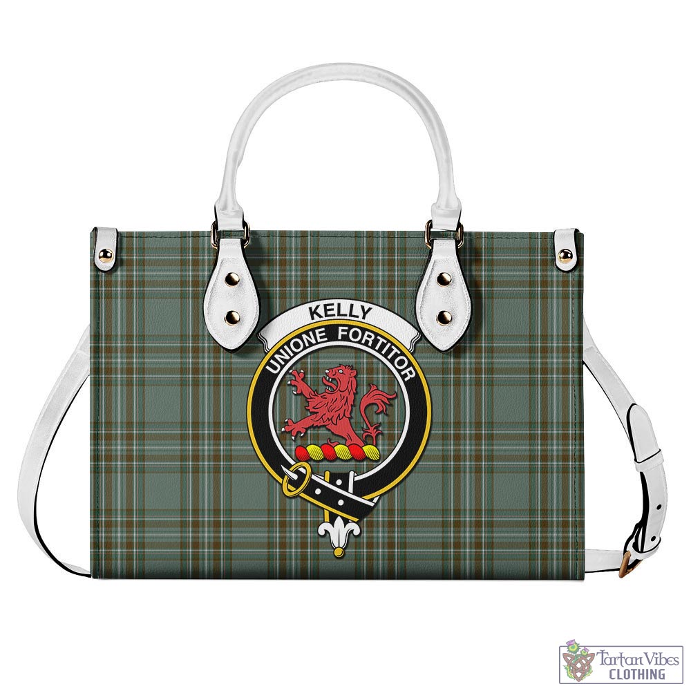 Tartan Vibes Clothing Kelly Dress Tartan Luxury Leather Handbags with Family Crest