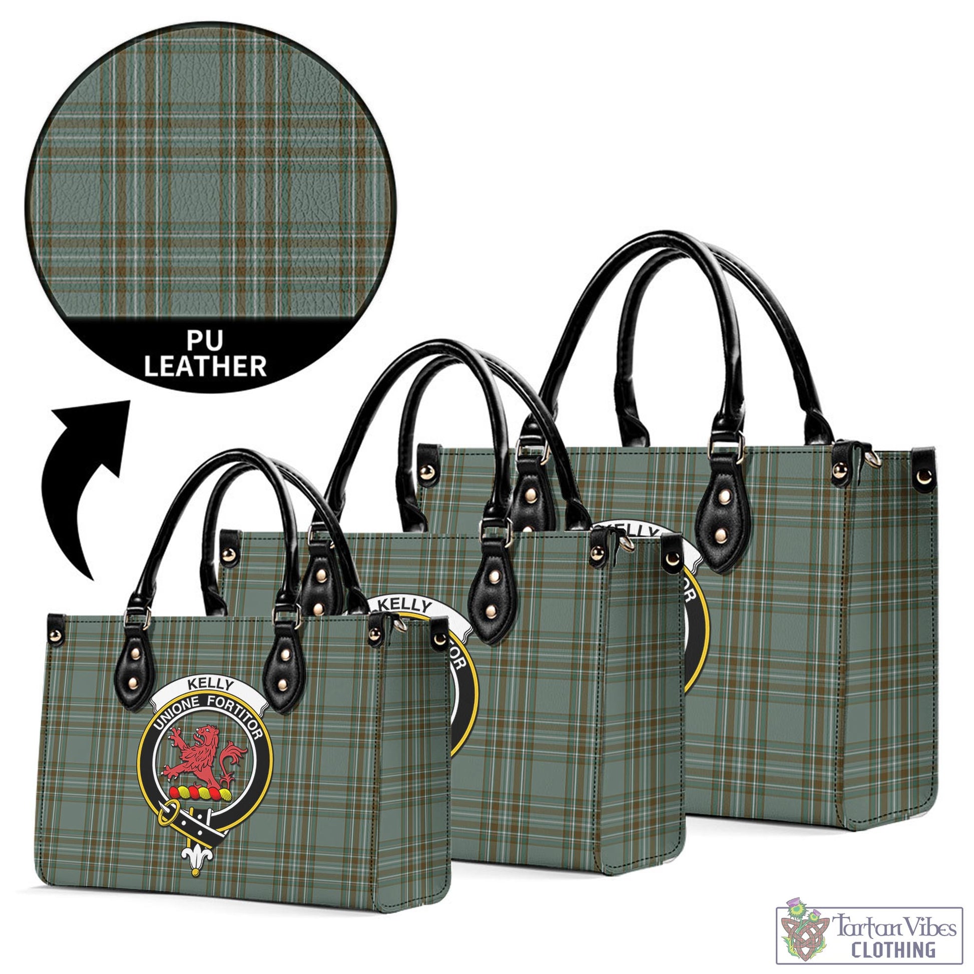 Tartan Vibes Clothing Kelly Dress Tartan Luxury Leather Handbags with Family Crest